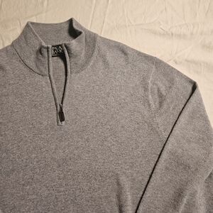 Jos A Bank Traveler 100% Merino Wool 1/4 Zip Pullover Sweater Men's Large Gray